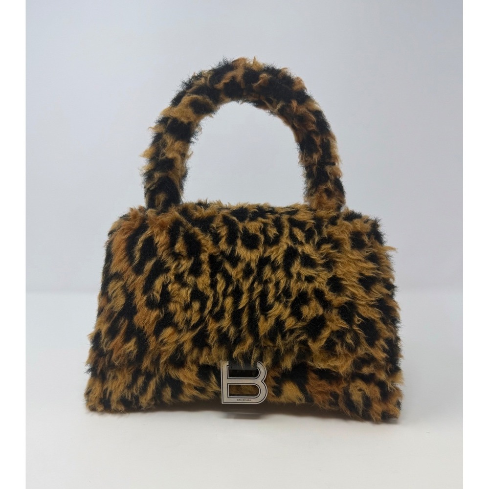Balenciaga Hourglass Leopard Print Small Handbag